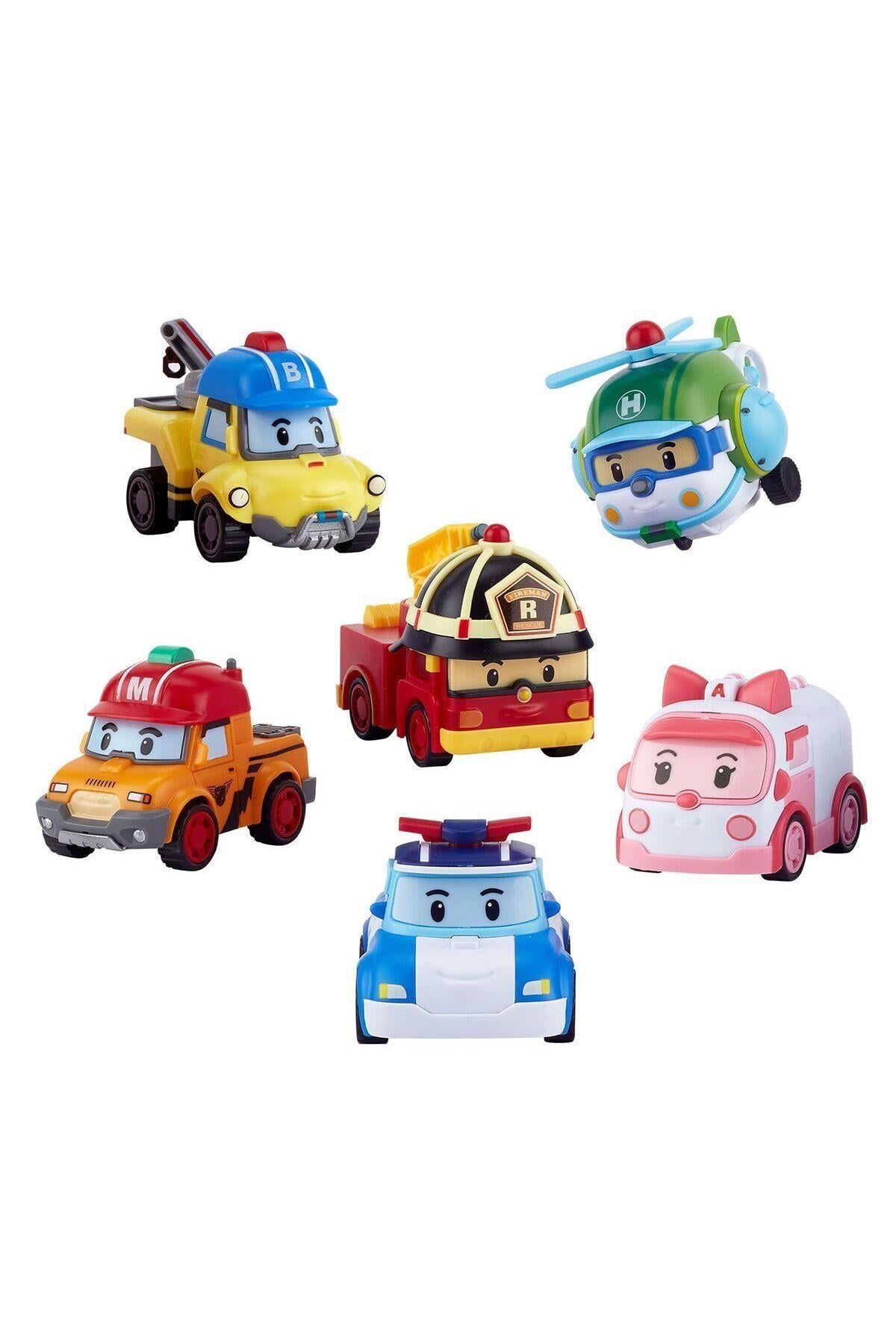 POLI ZR-914 Robocar Poli Gogo Rescue Deluxe 6 Lı Set --Araba Garaj ve Setleri