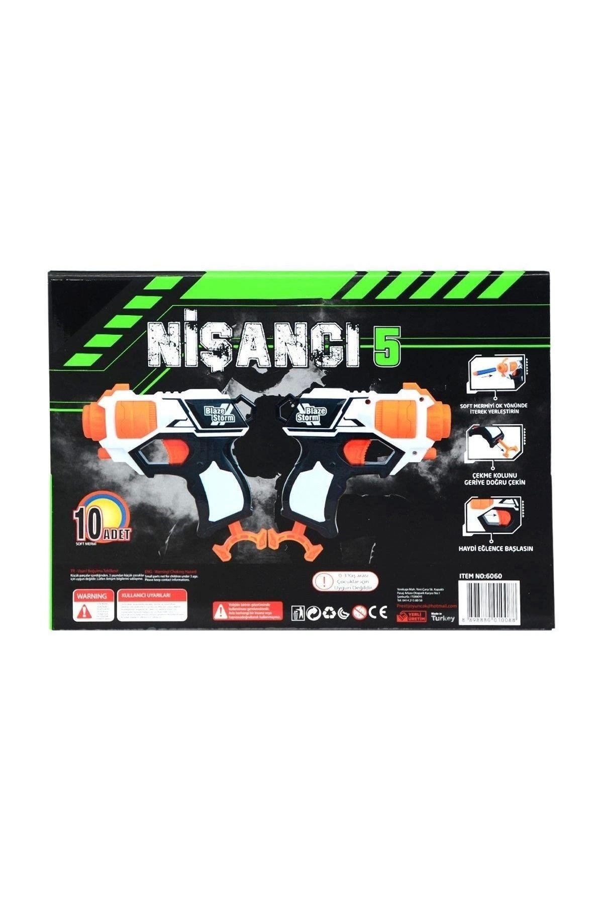 Prestij Nişancı 5 Sünger Dart Atan 10 Dartlı Oyuncak-Oyuncak Silahlar