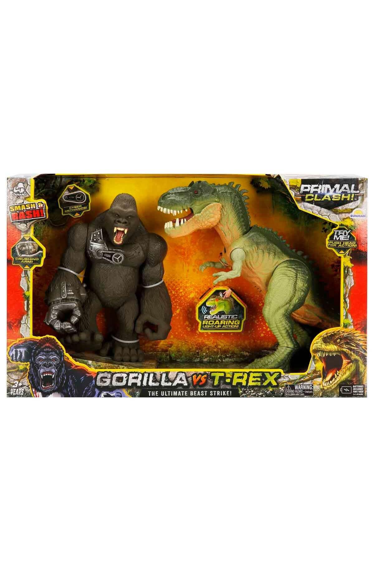 Primal Clash Goril ve T-Rex 2’li Figür Seti-Hayvan Figürleri