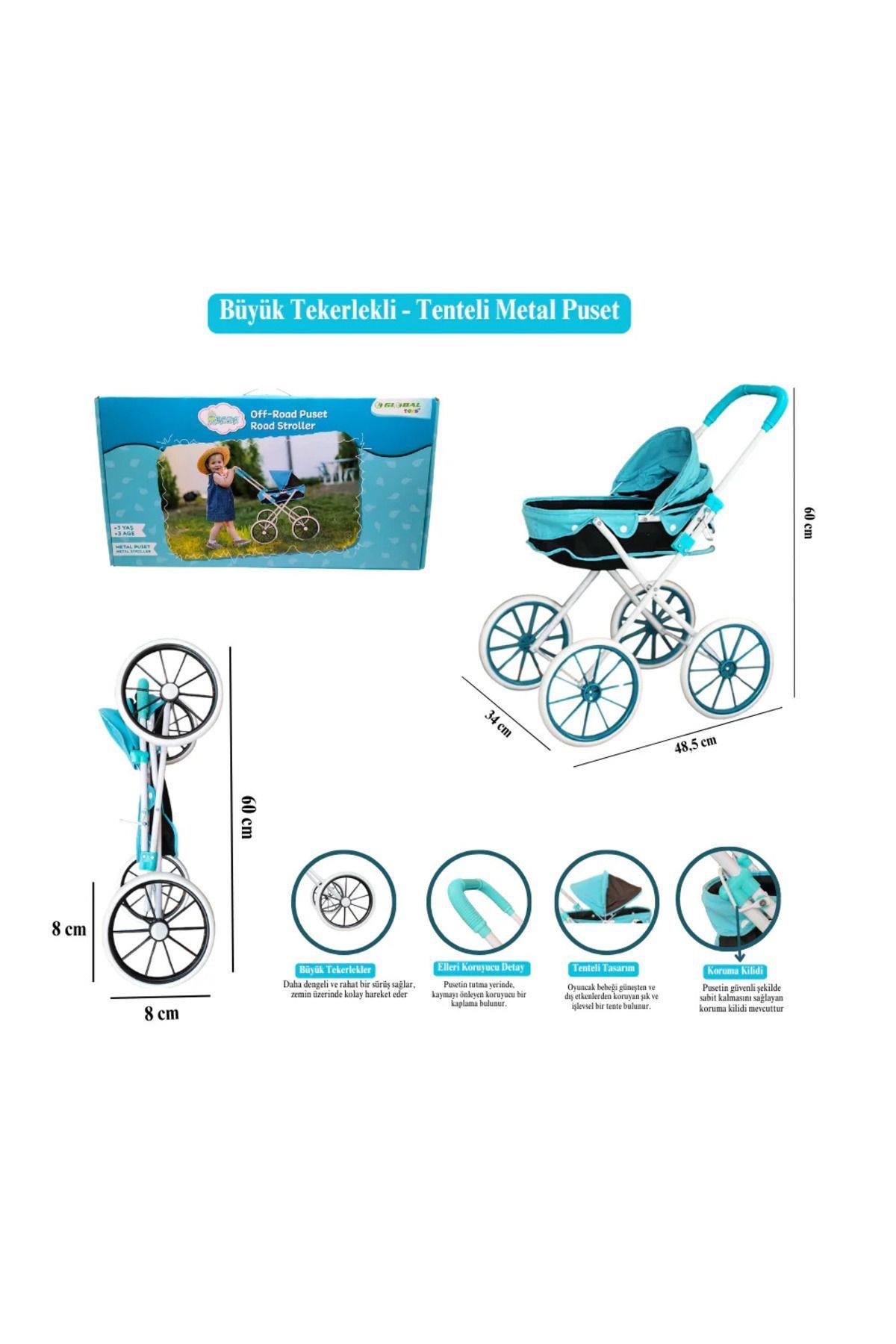 Roza Metal Puset-Kız Rol Oyuncakları