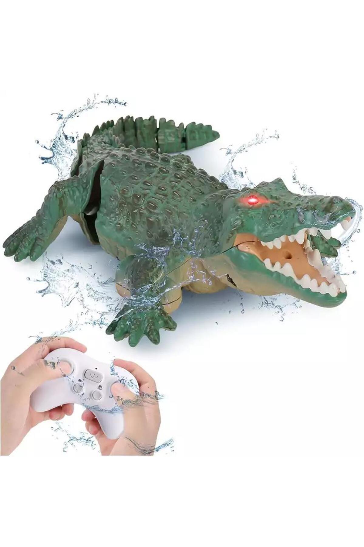Şarjlı Yüzen Timsah Uzaktan Kumandalı Full Fonksiyon Yeşil-Hayvan Figürleri