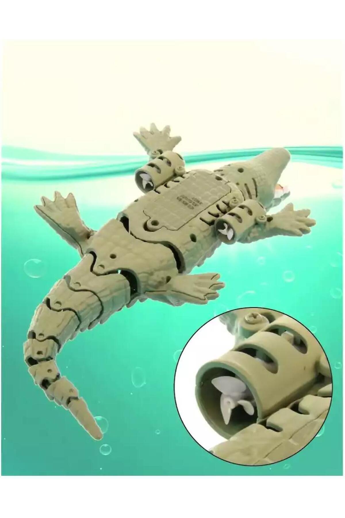 Şarjlı Yüzen Timsah Uzaktan Kumandalı Full Fonksiyon Yeşil-Hayvan Figürleri