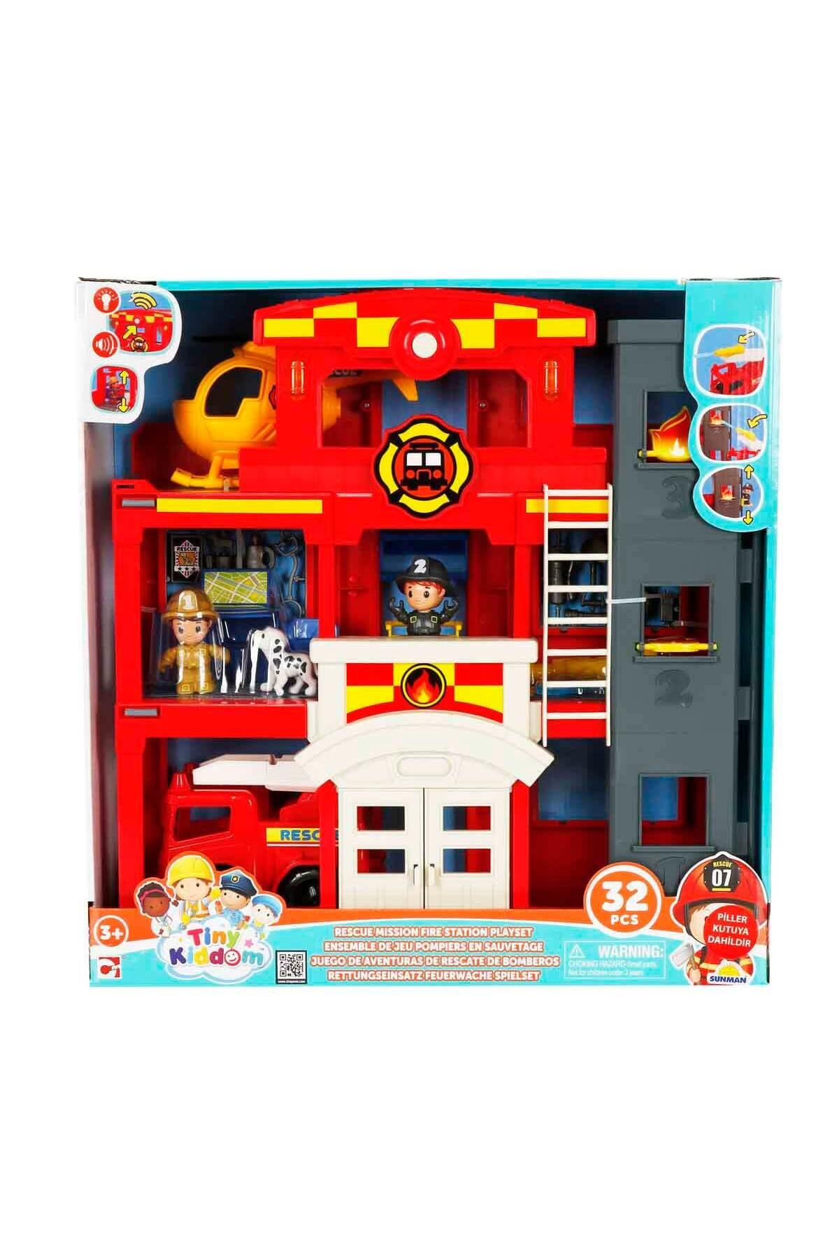 Sesli ve Işıklı İtfaiye Sahası Oyun Seti 32 Parça-Araba Garaj ve Setleri