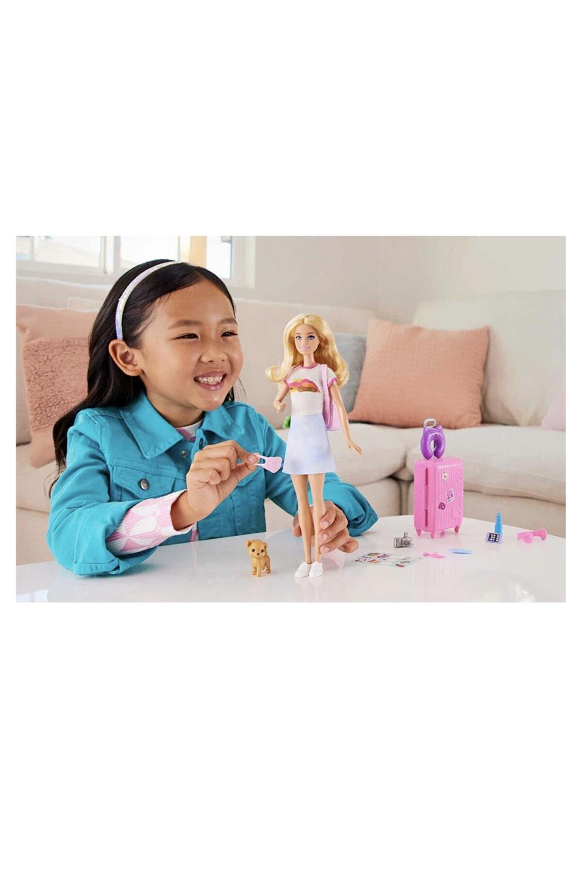 Seyahatte Bebeği ve Aksesuarları Barbie bebek, yavru köpeğiyle seyahat seti HJY18-Oyuncak Bebekler
