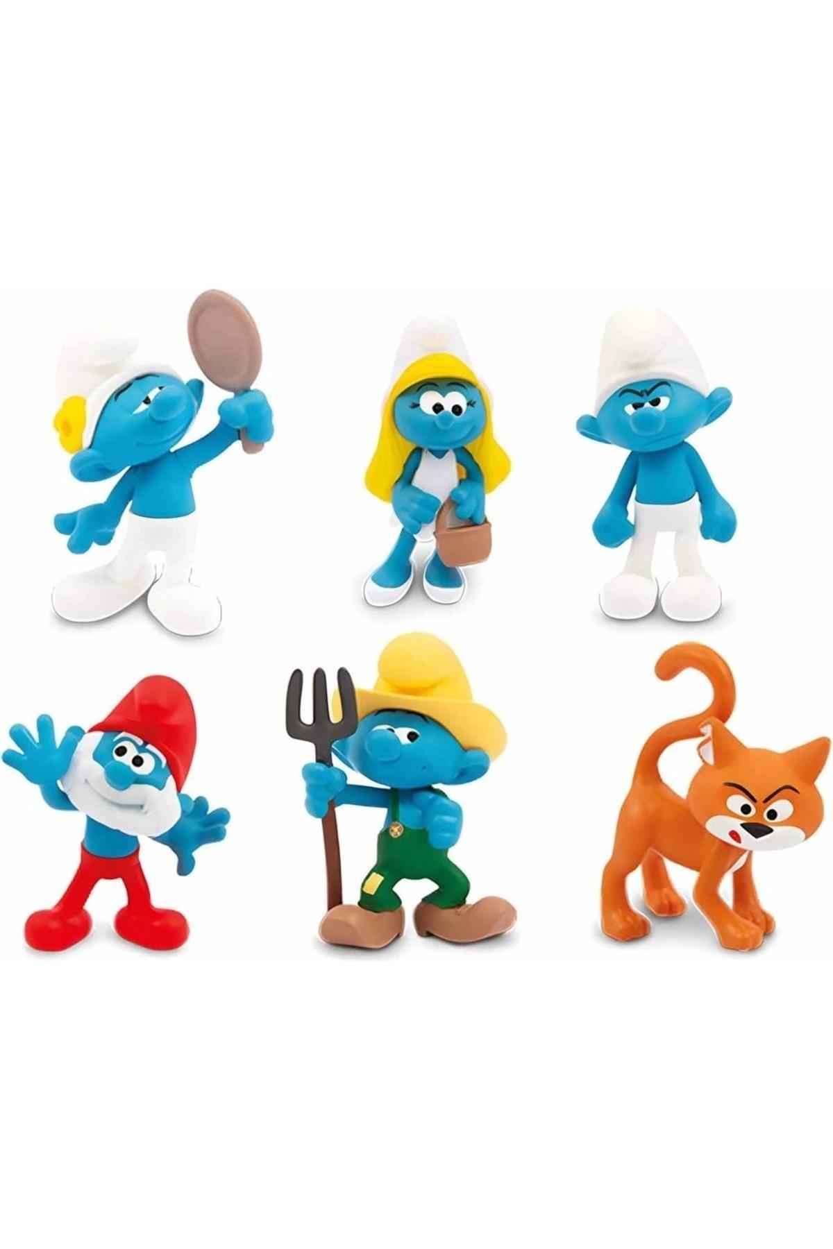 Şirinler 6'lı Figür Seti PUF14000 - Şirin Baba Figürlü Set-Karakter Figürleri