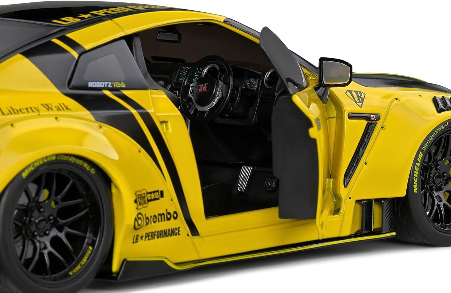 SOLIDO 1:18 Nissan GT-R (R35) W/Liberty Walk Body KIT 2.0 Yellow 2020-Maket Araçlar