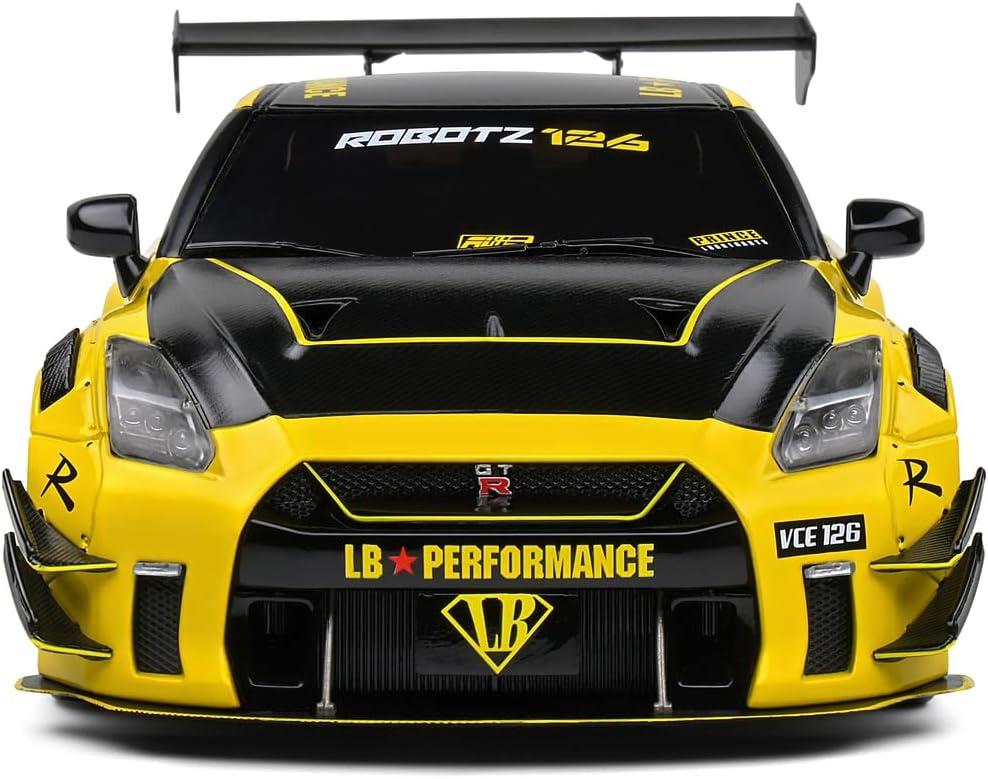 SOLIDO 1:18 Nissan GT-R (R35) W/Liberty Walk Body KIT 2.0 Yellow 2020-Maket Araçlar