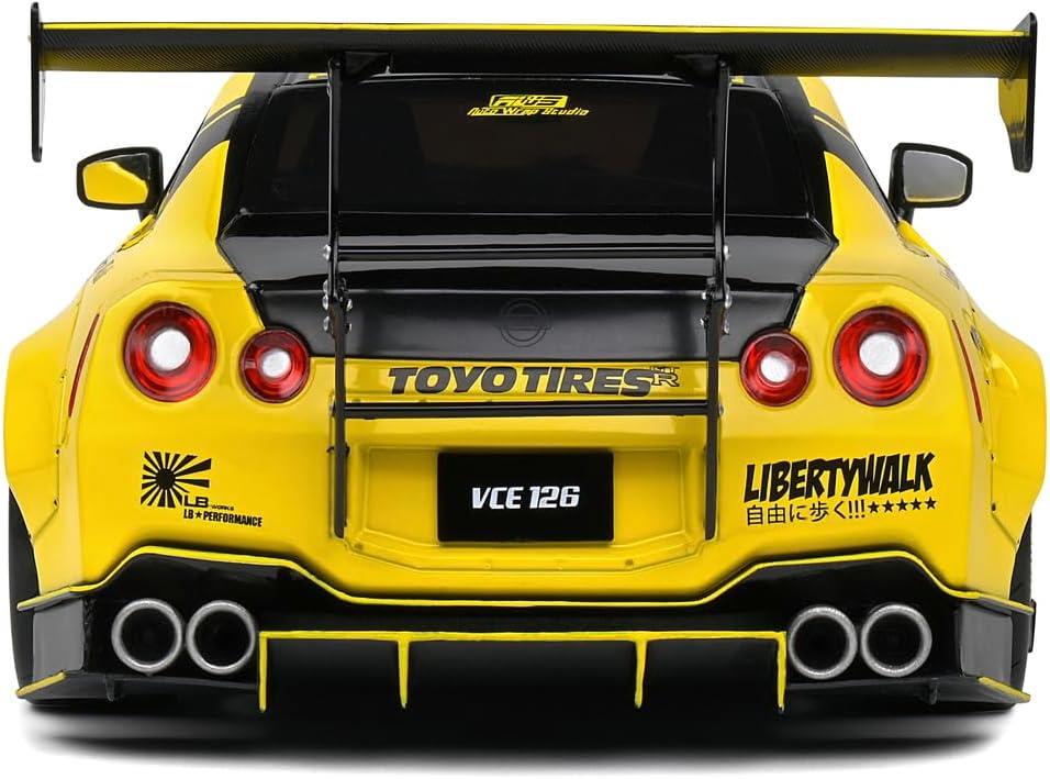 SOLIDO 1:18 Nissan GT-R (R35) W/Liberty Walk Body KIT 2.0 Yellow 2020-Maket Araçlar