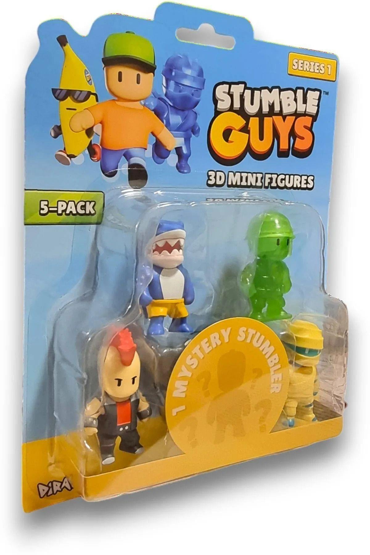 Stumble Guys Seri 1 - 3D Mini 1 i Gizemli olan 5 li Figür Seti - Megalodon Punk Army Man Hatshepsut-Karakter Figürleri