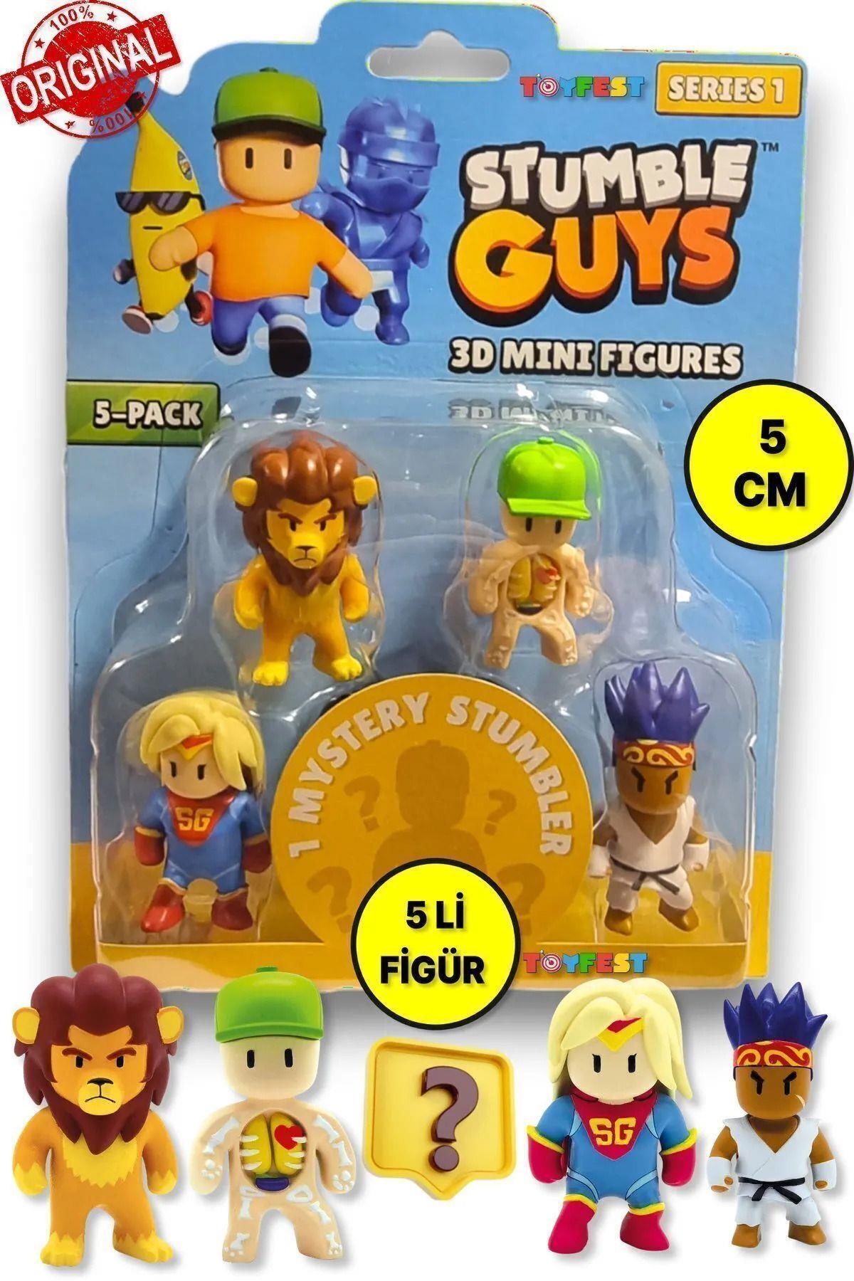 Stumble Guys Seri 1 - 3D Mini 1 i Sürpriz olan 5 li Figür Seti - Super Gal Leonidas-Karakter Figürleri