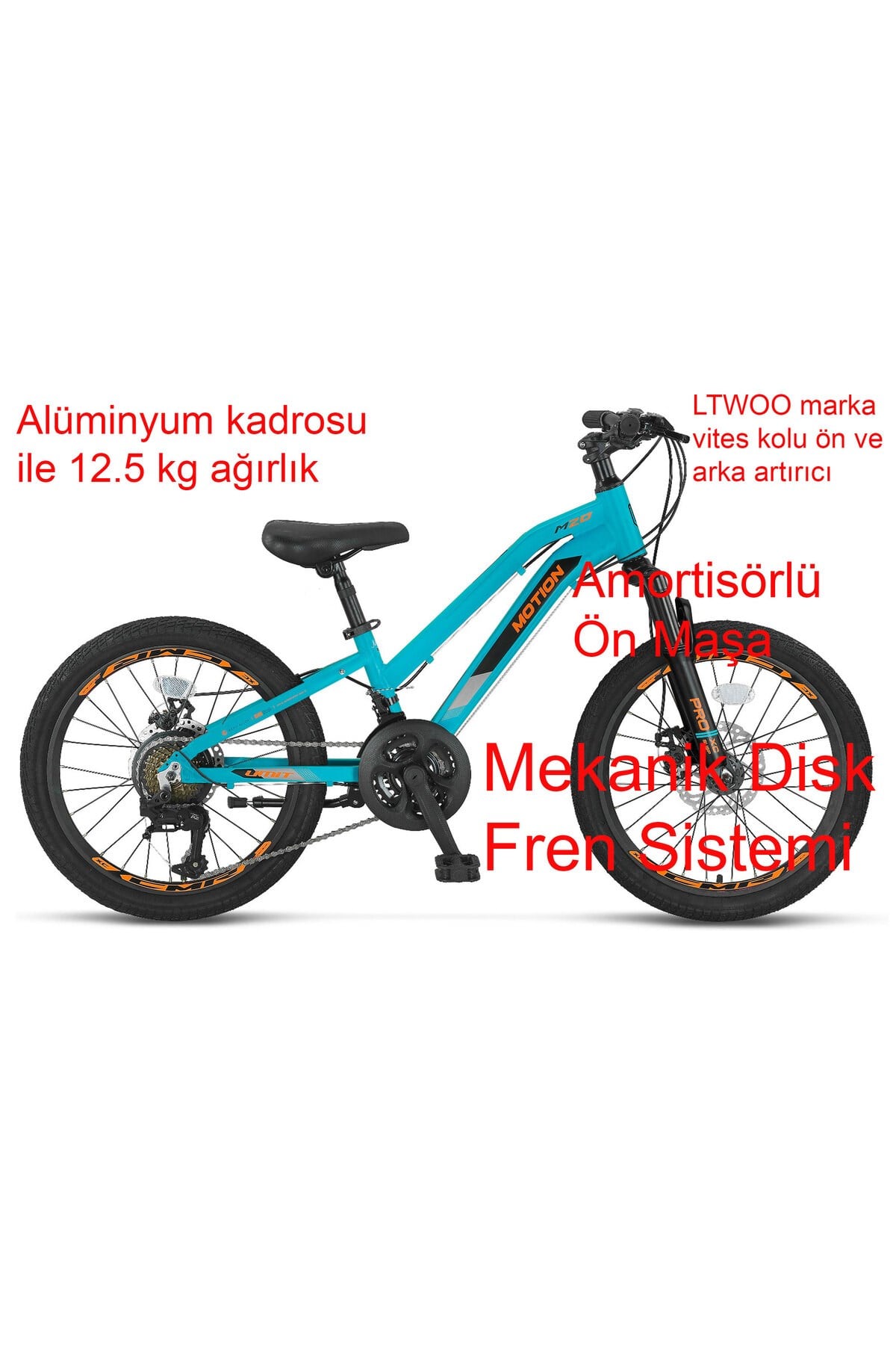 Ümit Motion 2079 MD 21 Vites 20 Jant Çocuk Bisikleti Turkuaz-Bisiklet
