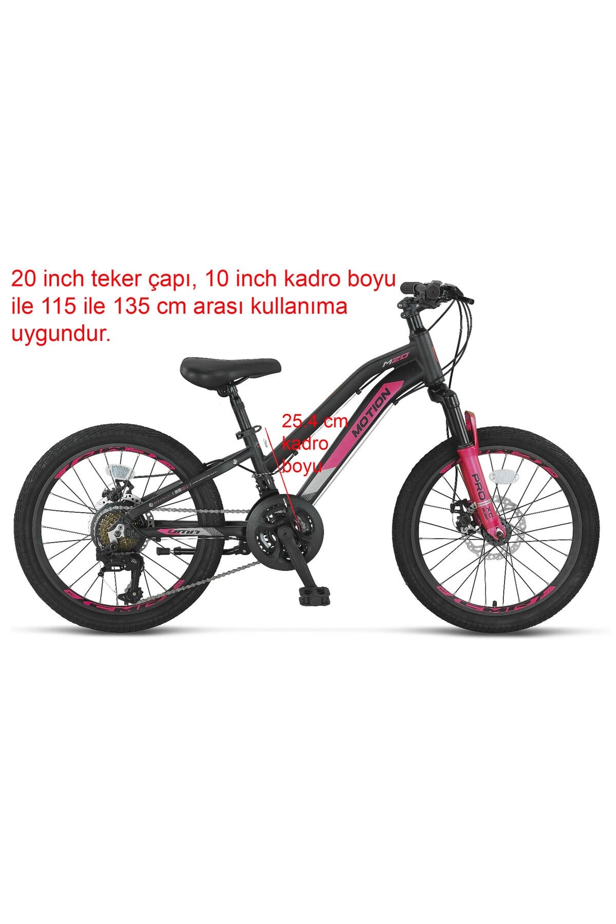 Ümit Motion 2079 MD 21 Vites 20 Jant Çocuk Bisikleti Siyah Pembe-Bisiklet