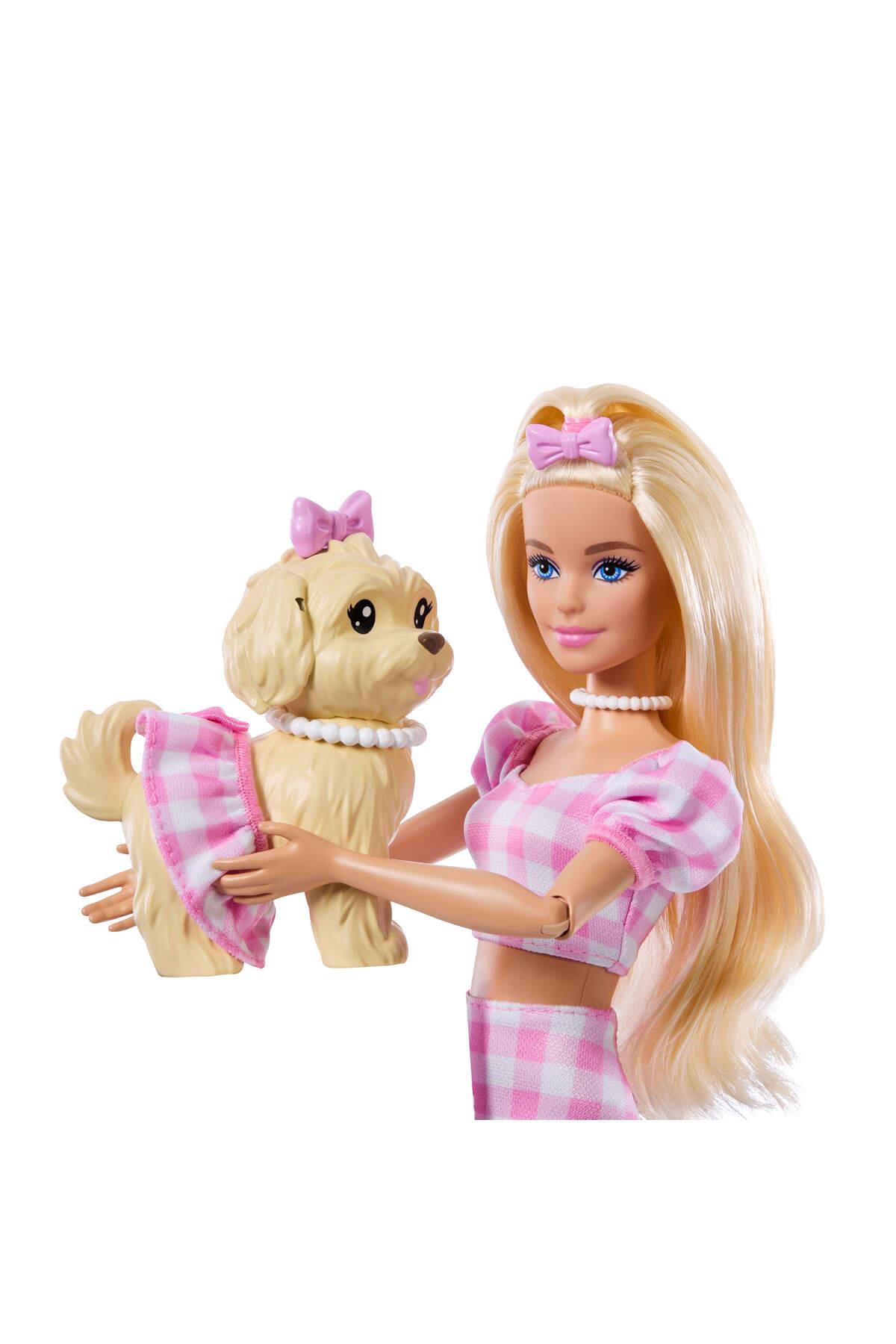 Uyumlu Dostlar, Uyumlu pembe kıyafetleri ve aksesuarlarıyla sarı saçlı bebek ve köpekçiği JFP36-Oyuncak Bebekler