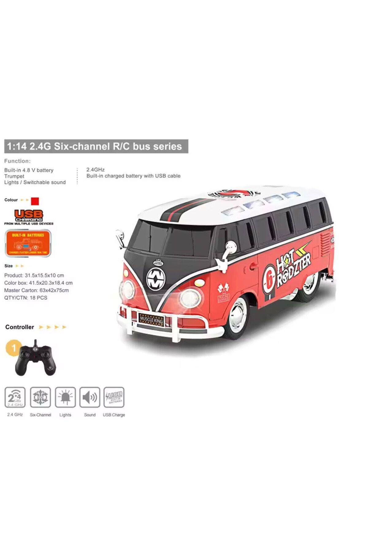 Uzaktan Kumandalı 2.4G 4 kanallı Radyo Kontrollü Kumandalı Otobüs Led Işıklı 1:16 Ölçekli-Uzaktan Kumandalı Araçlar