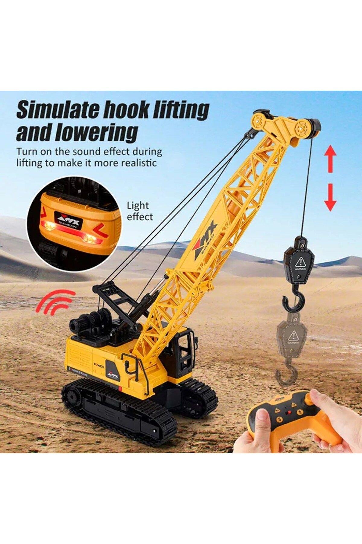 Uzaktan Kumandalı Paletli Kule Vinç 2.4 Ghz 8 Kanal Sesli ve Işıklı Full Fonksiyon Usb Şarjlı-Uzaktan Kumandalı Araçlar