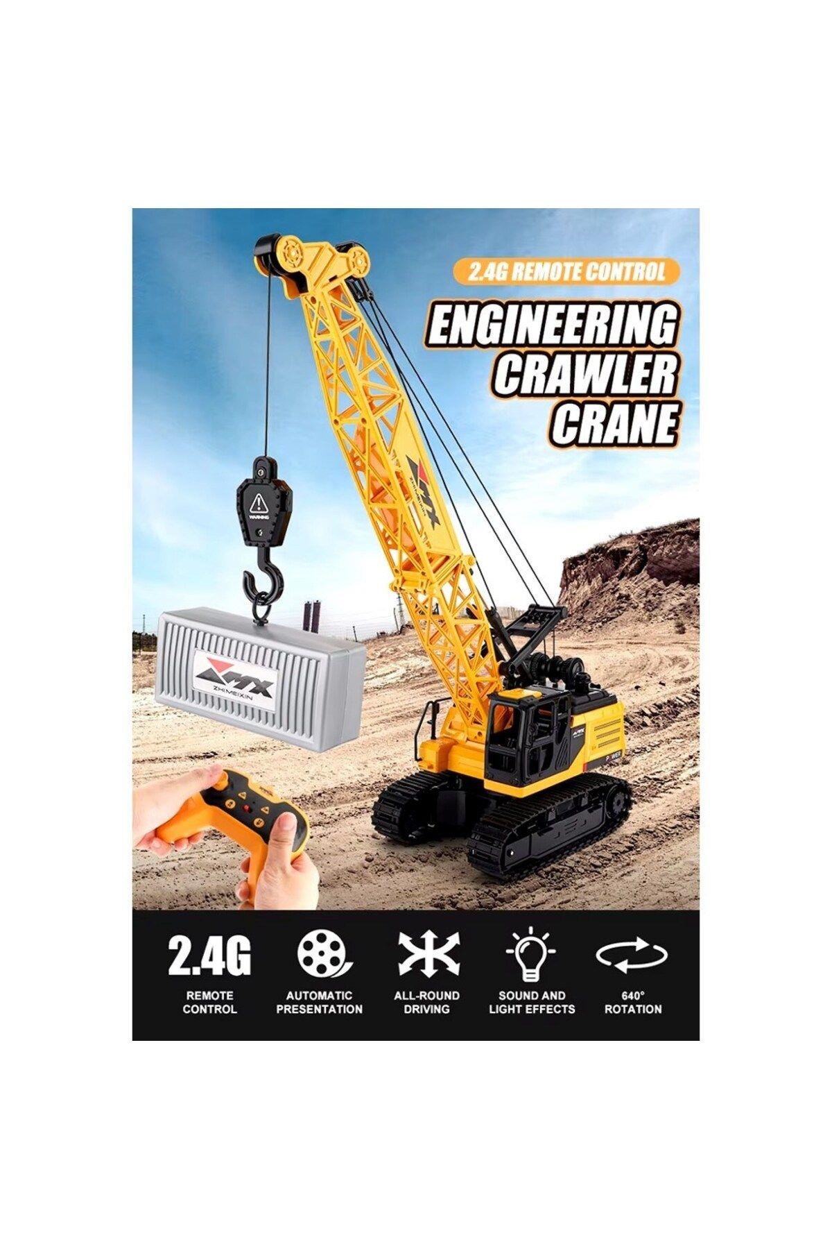 Uzaktan Kumandalı Paletli Kule Vinç 2.4 Ghz 8 Kanal Sesli ve Işıklı Full Fonksiyon Usb Şarjlı-Uzaktan Kumandalı Araçlar