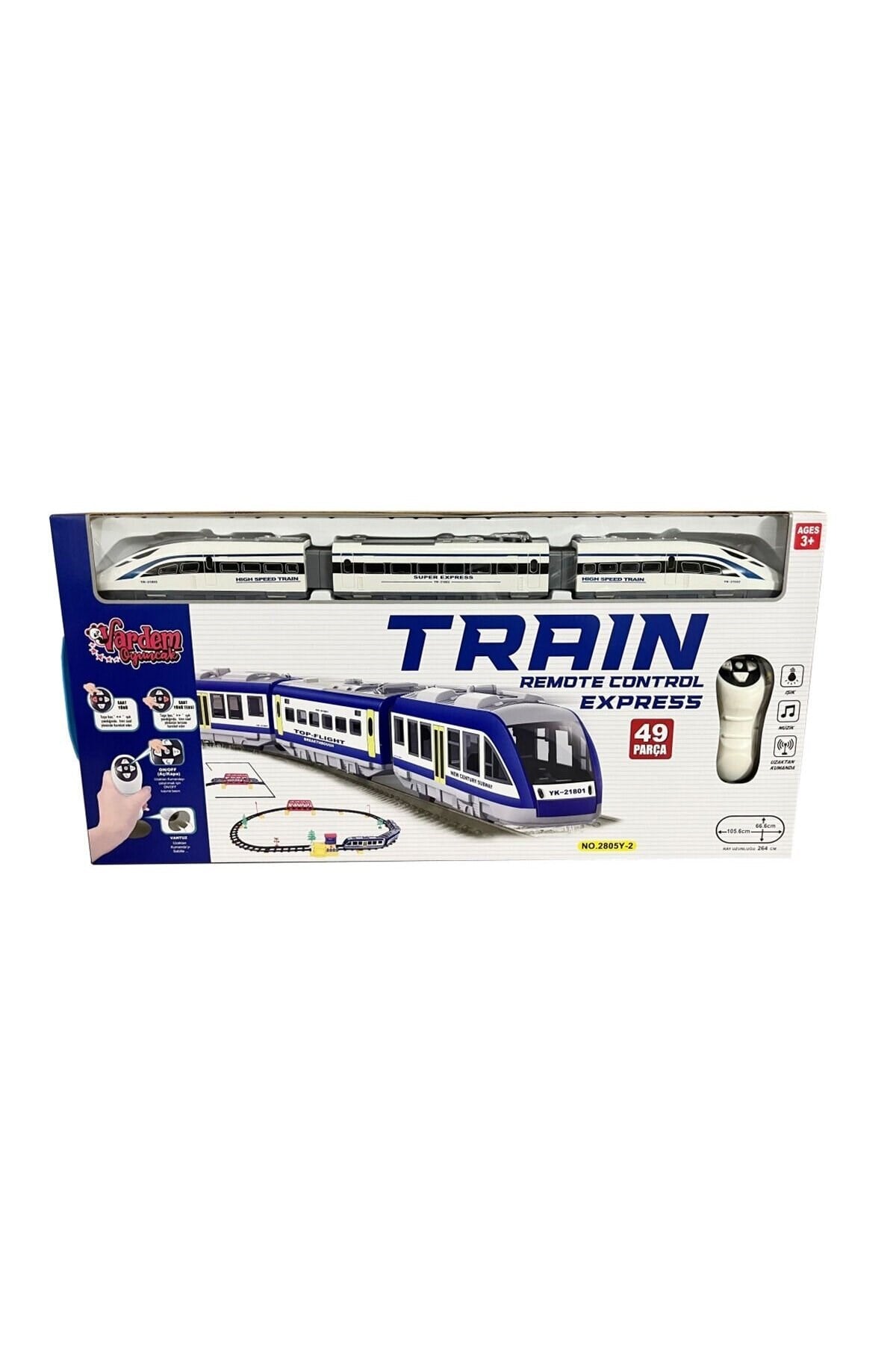 Vardem Uzaktan Kumandalı 49 Parça Işıklı 265 Cm Hızlı Tren Set-Oyuncak