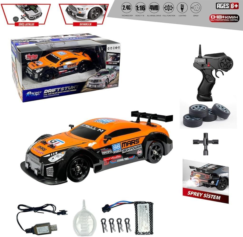 Vardem Uzaktan Kumandalı Full Fonksiyon 2.4G Şarjlı 1:16 4x4 Drift Araba (Işıklı ve Buharlı)-Uzaktan Kumandalı Araçlar