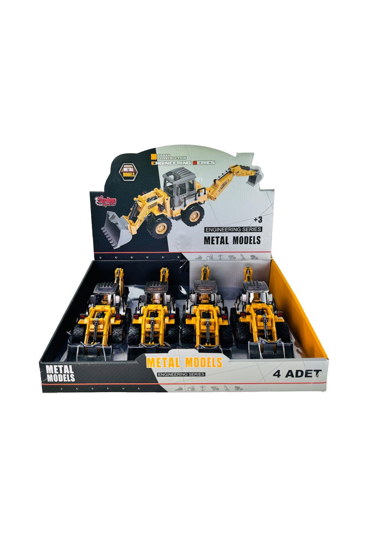 Vardem Vardem Kutulu Sürtmeli Metal İnşaat Aracı 1:55 Kazıcı Yükleyici-Maket Araçlar