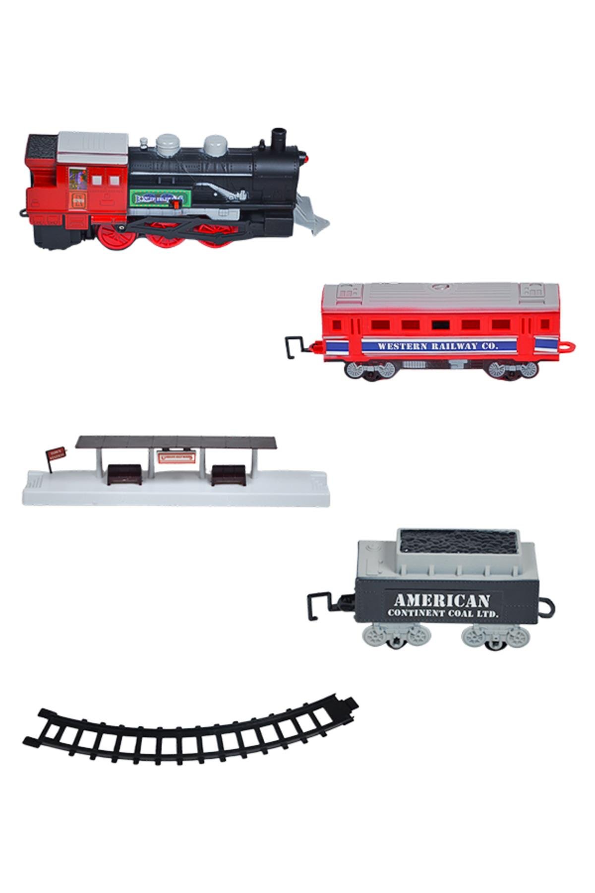 Western Express 12 Parça Işıklı ve Sesli 3lü Tren Seti 7019-Erkek Oyuncakları