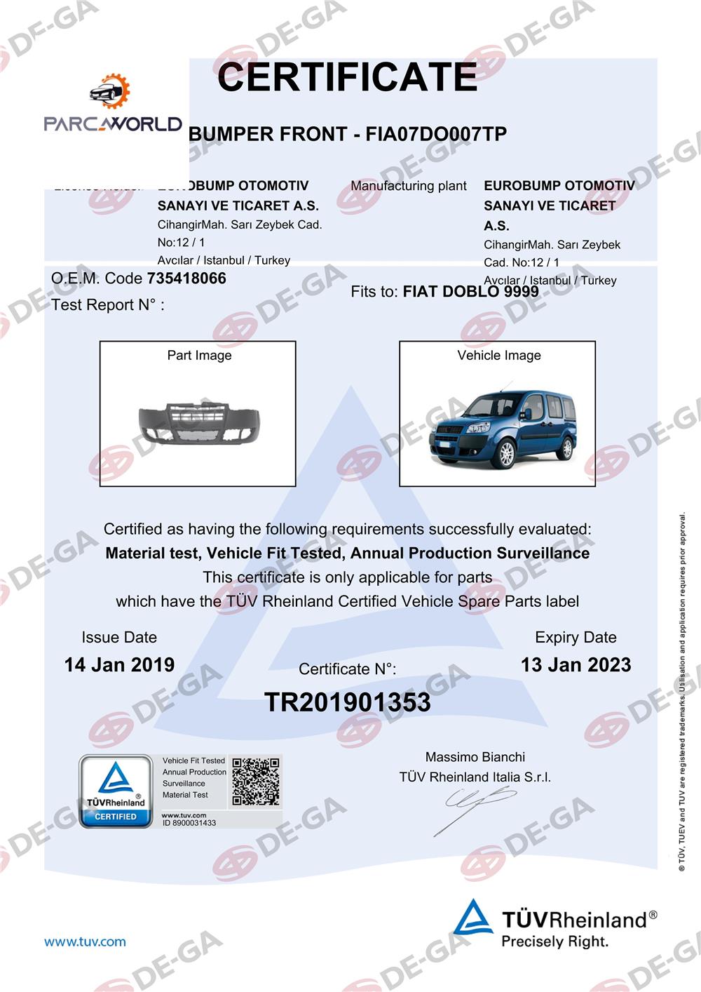 Fıat Doblo Ön Tampon Ortpanjlu Spoılerlı Ast0609 Tüv