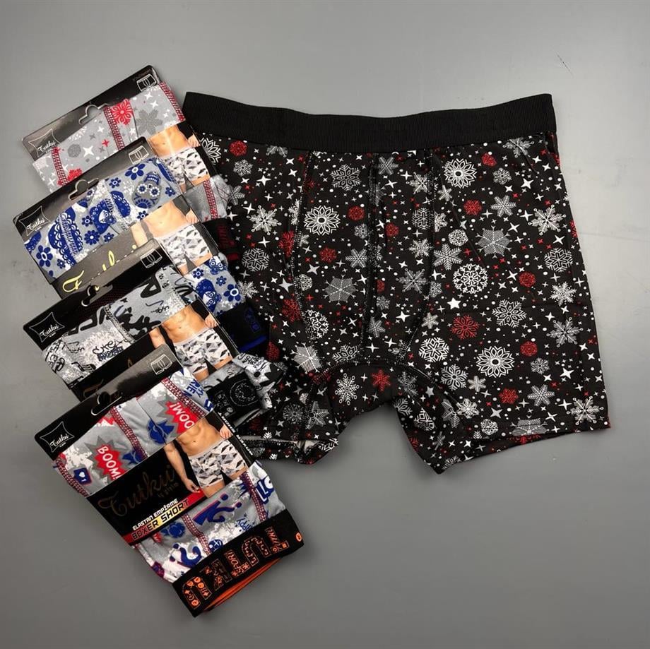 Tutku Desenli Erkek Lycra Boxer- Karışık Renk