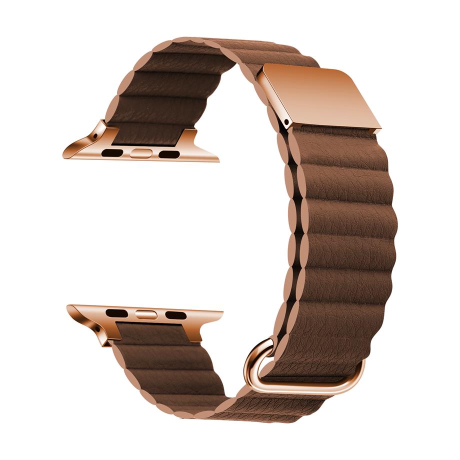  ​​​Apple Watch 7 41mm KRD-78 PU Deri Kordon Strap Kayış  Kahverengi 
