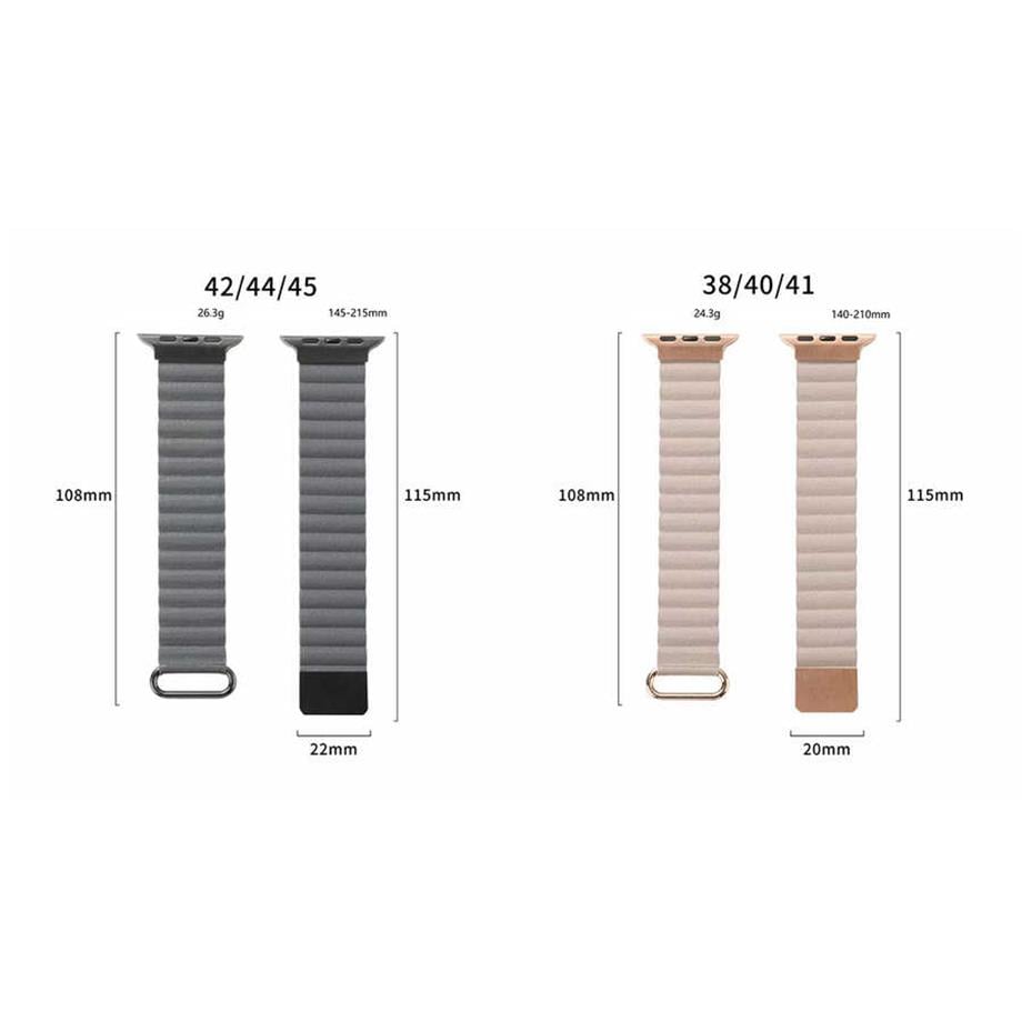  ​​​Apple Watch 7 41mm KRD-78 PU Deri Kordon Strap Kayış  Koyu Yeşil 