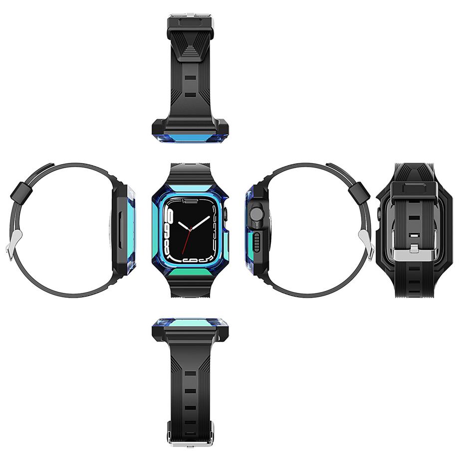  Apple Watch 7 41mm Zore KRD-88 Sert PC Kasa Koruyuculu Silikon Kordon 