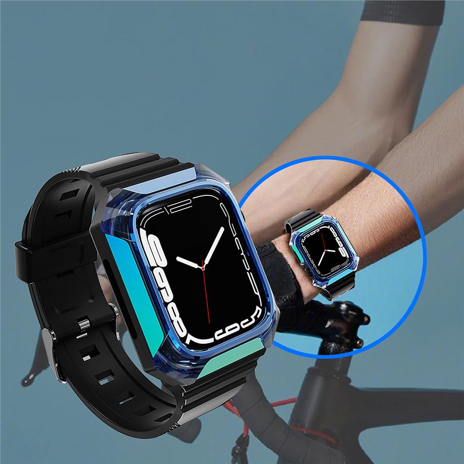  Apple Watch 7 41mm Zore KRD-88 Sert PC Kasa Koruyuculu Silikon Kordon 