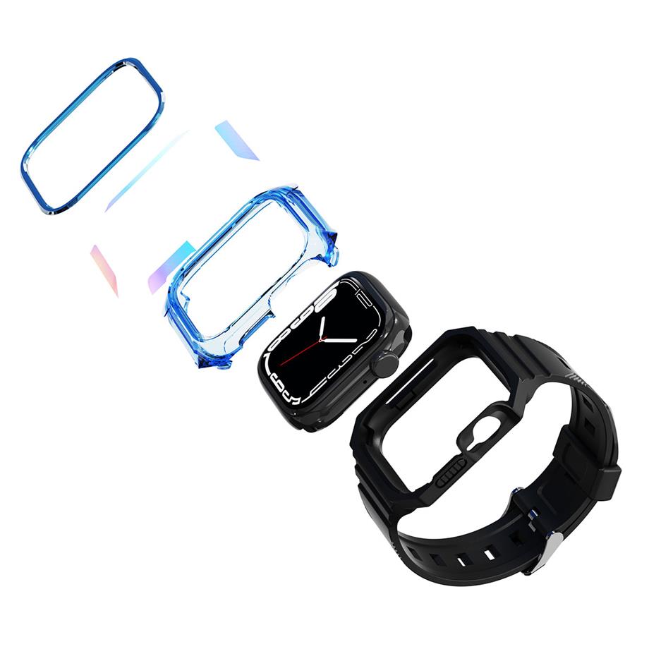  Apple Watch 7 41mm Zore KRD-88 Sert PC Kasa Koruyuculu Silikon Kordon 