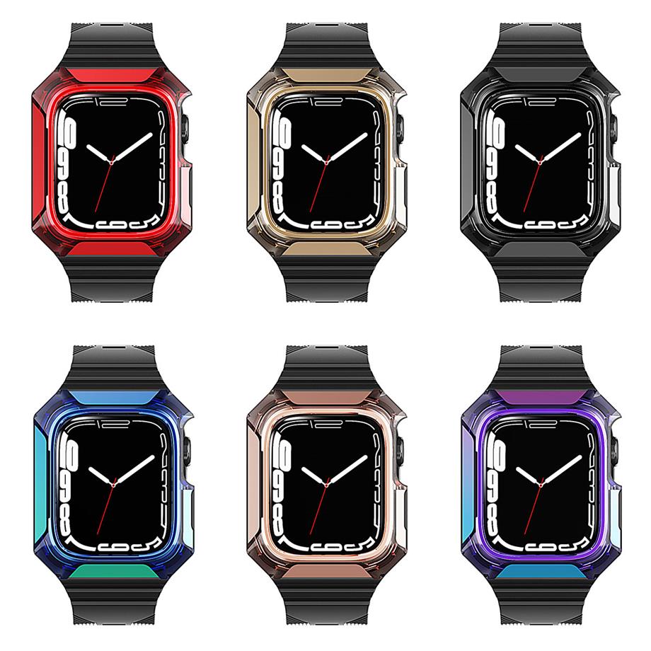  Apple Watch 7 41mm Zore KRD-88 Sert PC Kasa Koruyuculu Silikon Kordon 