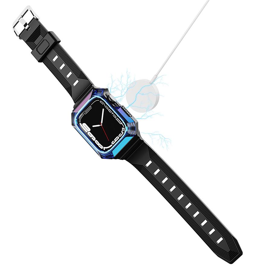  Apple Watch 7 41mm Zore KRD-88 Sert PC Kasa Koruyuculu Silikon Kordon 