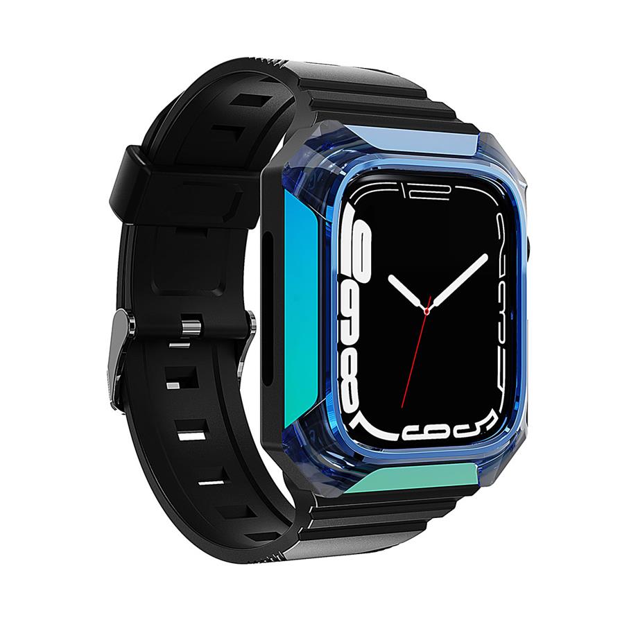  Apple Watch 7 41mm Zore KRD-88 Sert PC Kasa Koruyuculu Silikon Kordon 