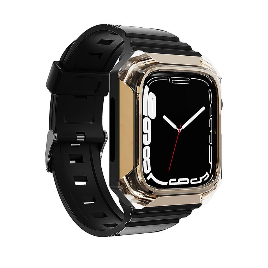  Apple Watch 7 41mm Zore KRD-88 Sert PC Kasa Koruyuculu Silikon Kordon 