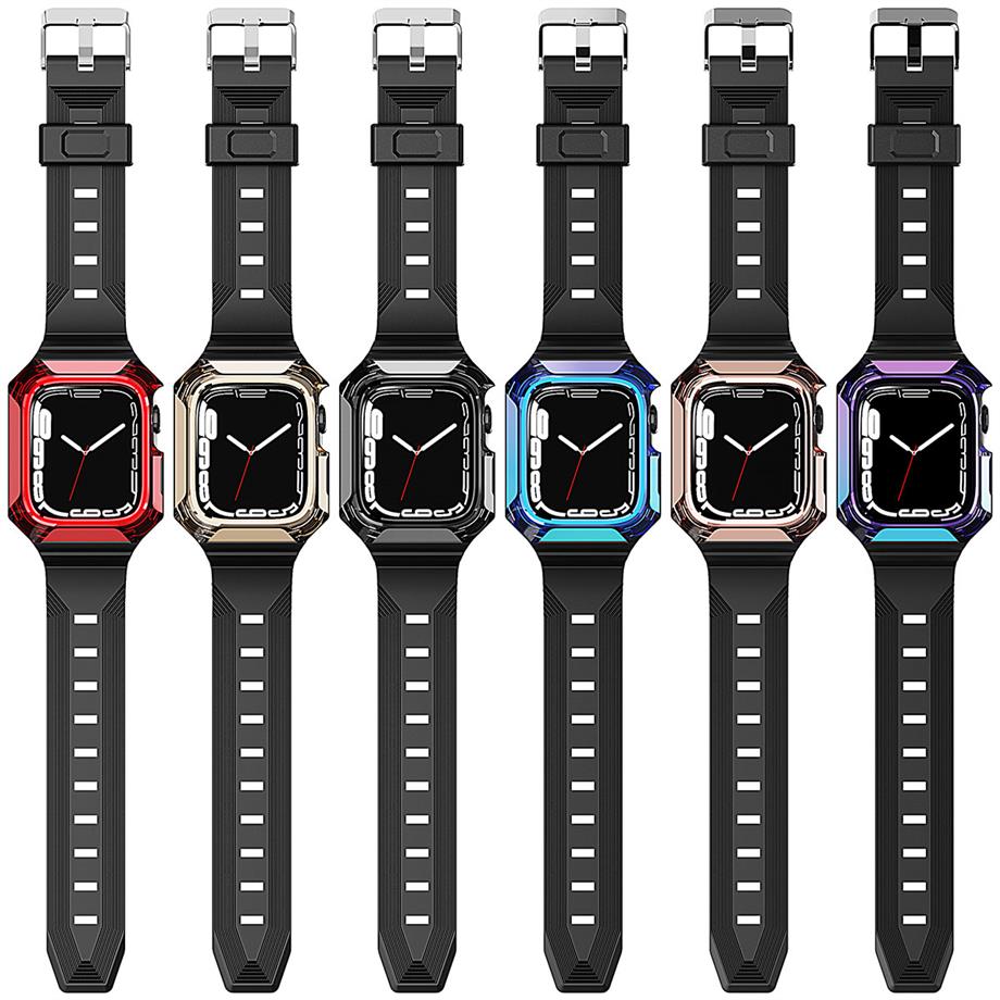  Apple Watch 7 41mm Zore KRD-88 Sert PC Kasa Koruyuculu Silikon Kordon 