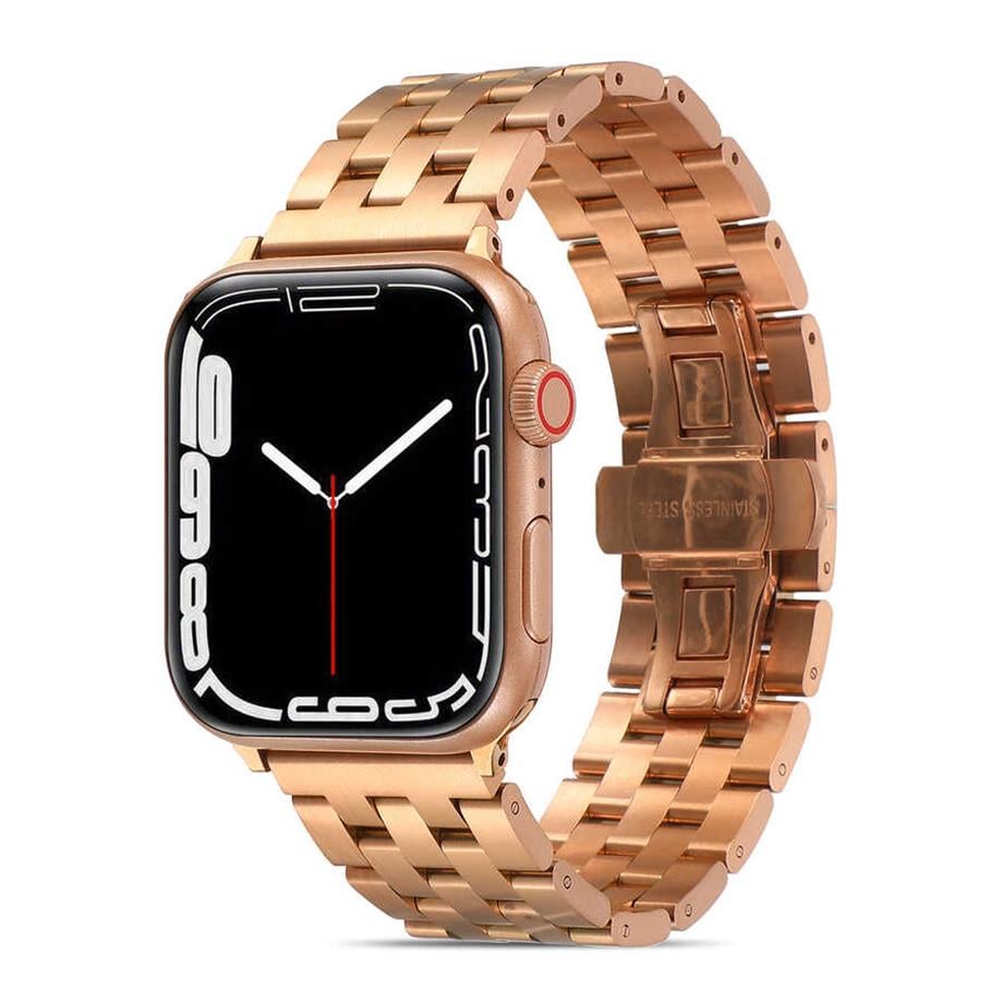  Apple Watch Ultra 49mm Kordon KRD-20 Metal Strap Kayış  Rose Gold 