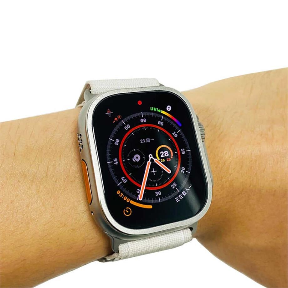  Apple Watch Ultra 49mm Zore ALM-02 Metal Çerçeveli Ekran Koruyucu 