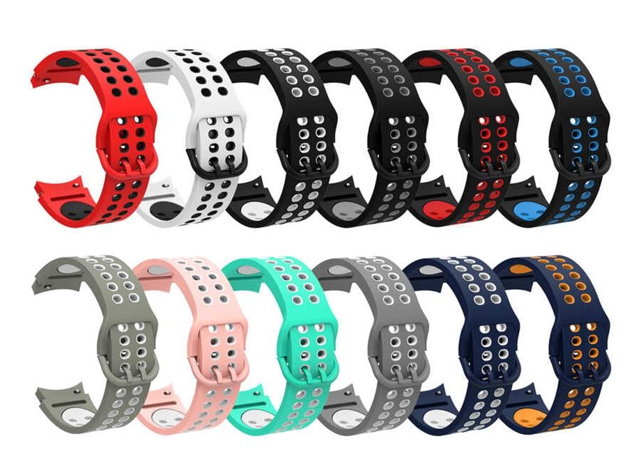  Galaxy Watch 4 44mm KRD-02 Silikon Kordon Kırmızı-Siyah