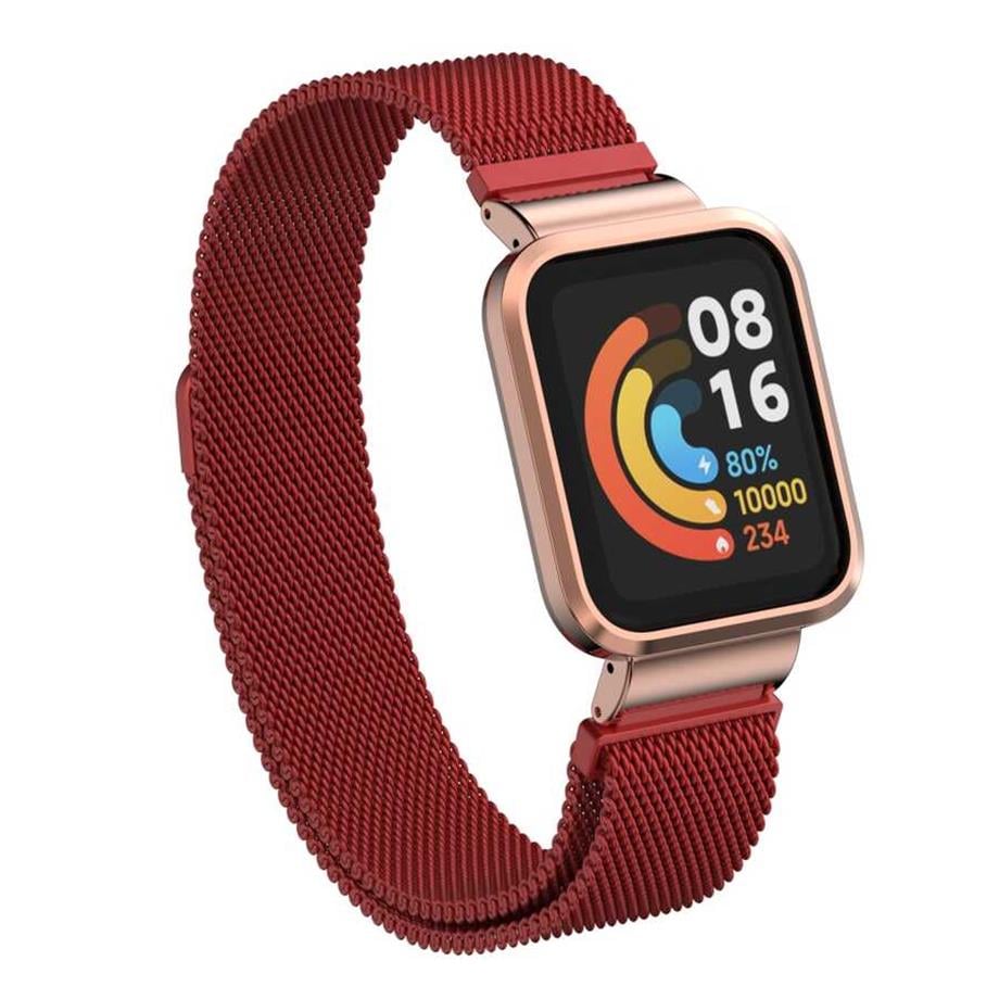  Xiaomi Redmi Watch (Mi Watch Lite) Zore KRD-58 Metal Kordon Kırmızı