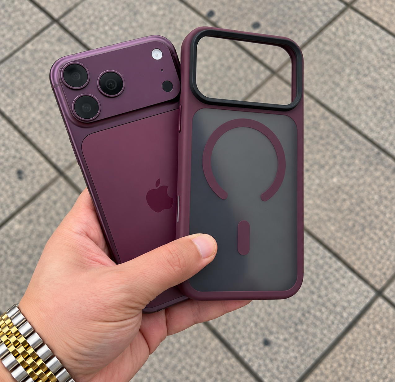 Armor Flet Magsafe Luxury Kılıf Bordo Renkli