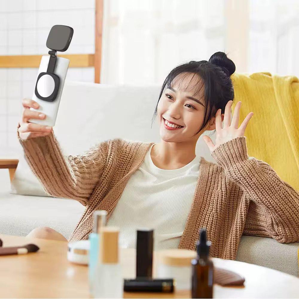 Aynalı Mini Manyetik Selfie Dolgu Işığı - 3 Renk Modu, Ayarlanabilir Parlaklık, Cep Telefonları için