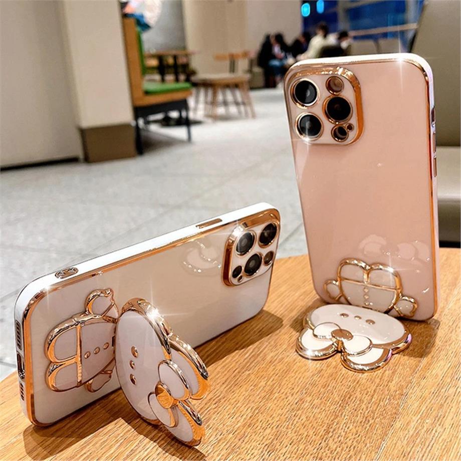 Aynalı Standlı Cute Cat Tavşan Kamera Korumalı Lazer Kılıf Yeşil
