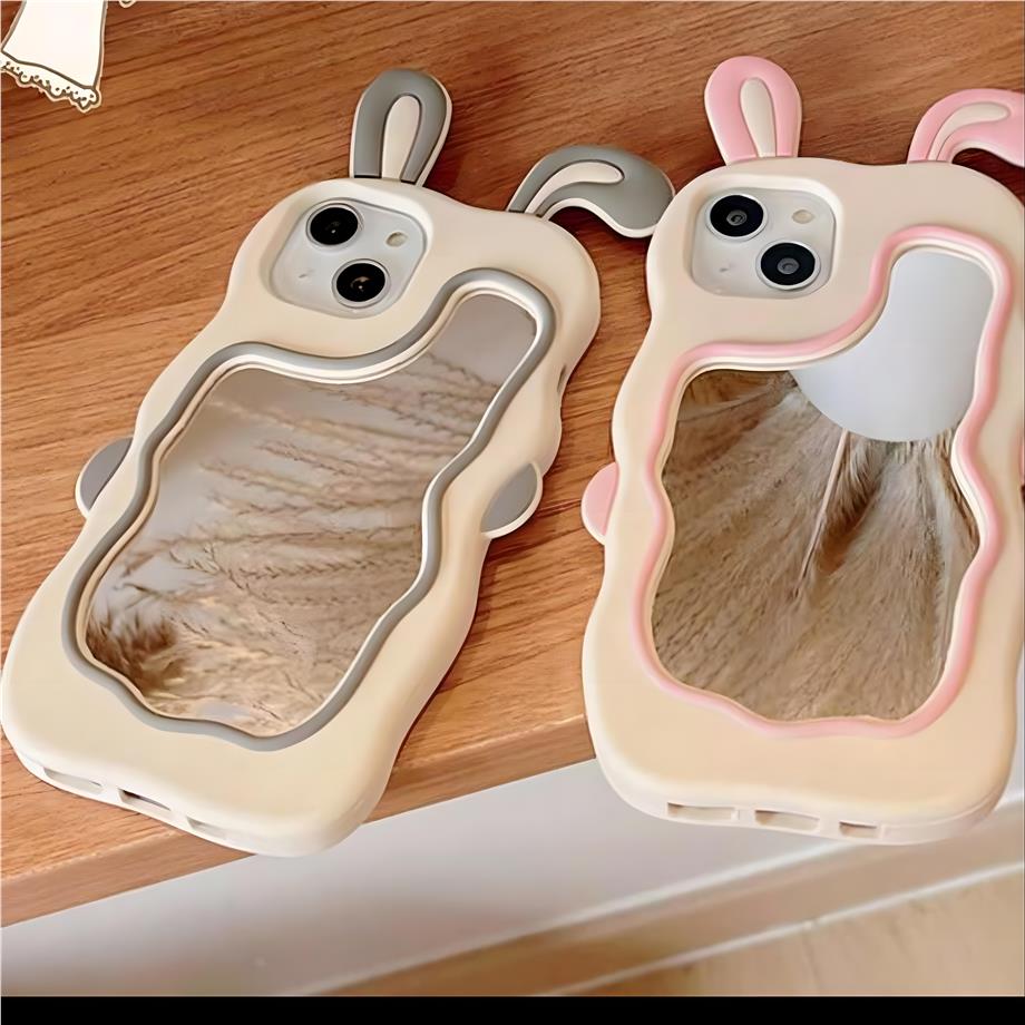 Cute Cat Aynalı Silikon Telefon Kılıfı Lila Renkli