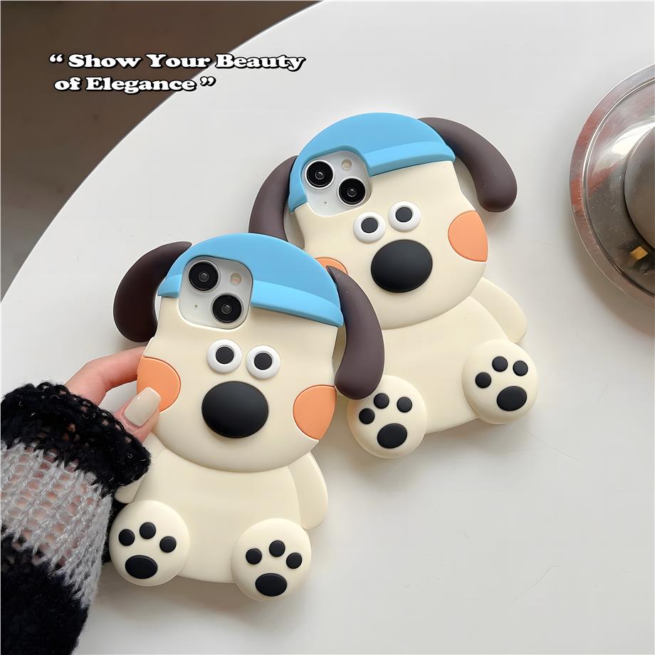 Cute Dog Kulakları Hareketli Silikon Hamur Telefon Kılıfı