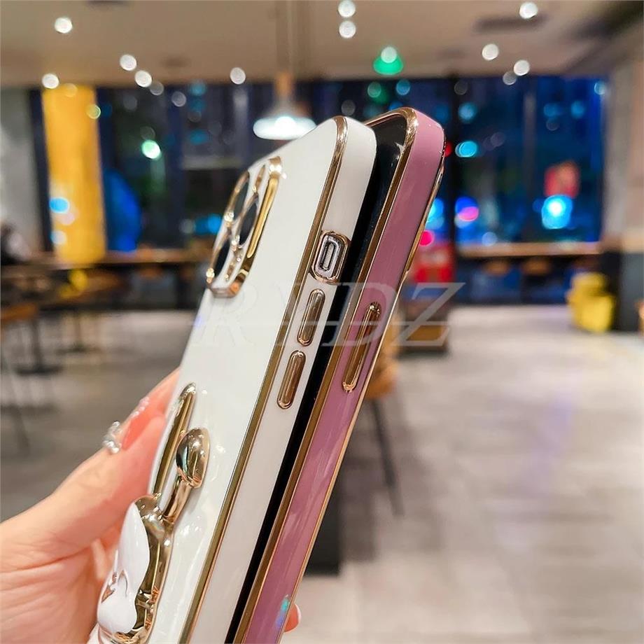 Cute Rabbit Standlı Kamera Korumalı Lazer Kılıf Mavi