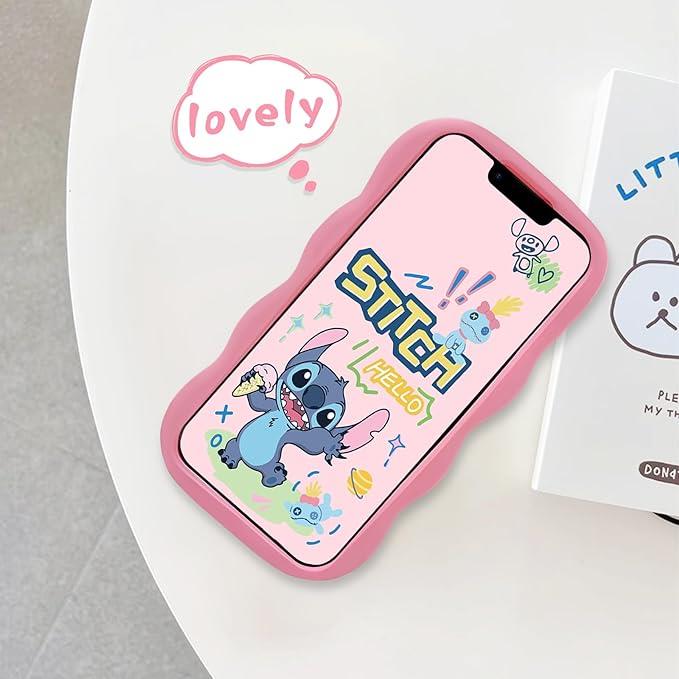 Cute Stitch Silikon Hamur Telefon Kılıfı Pembe Renkli