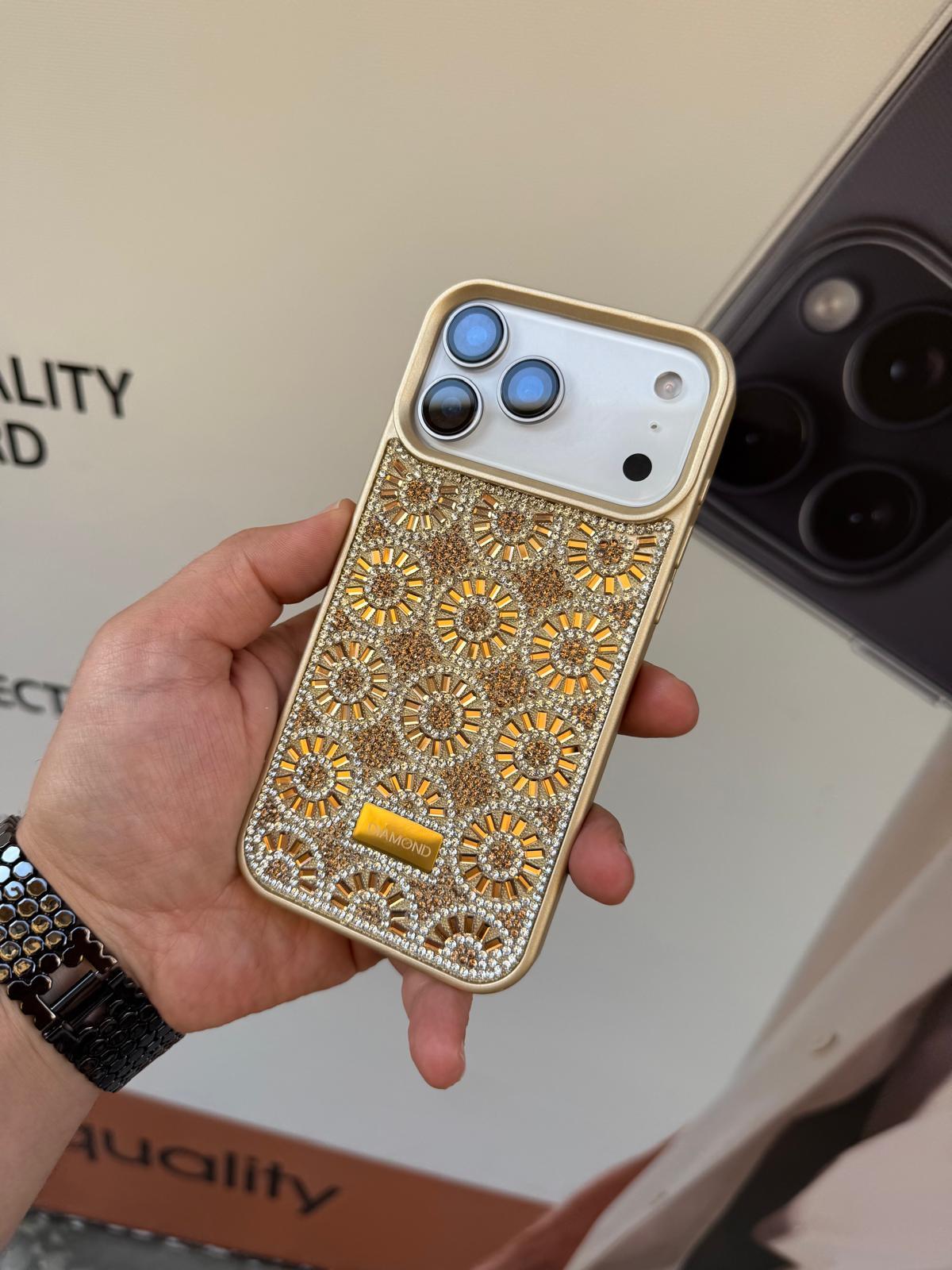 DreamTaşlı Silikon Telefon Kılıfı Gold Renkli