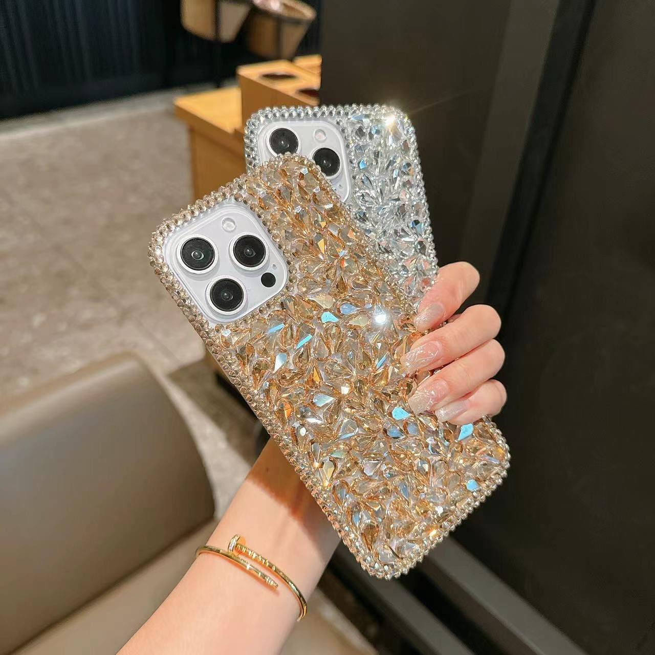 Full Orijinal Taşlı Exclusive Silikon Kenarlı Telefon Kılıfı Füme Renkli