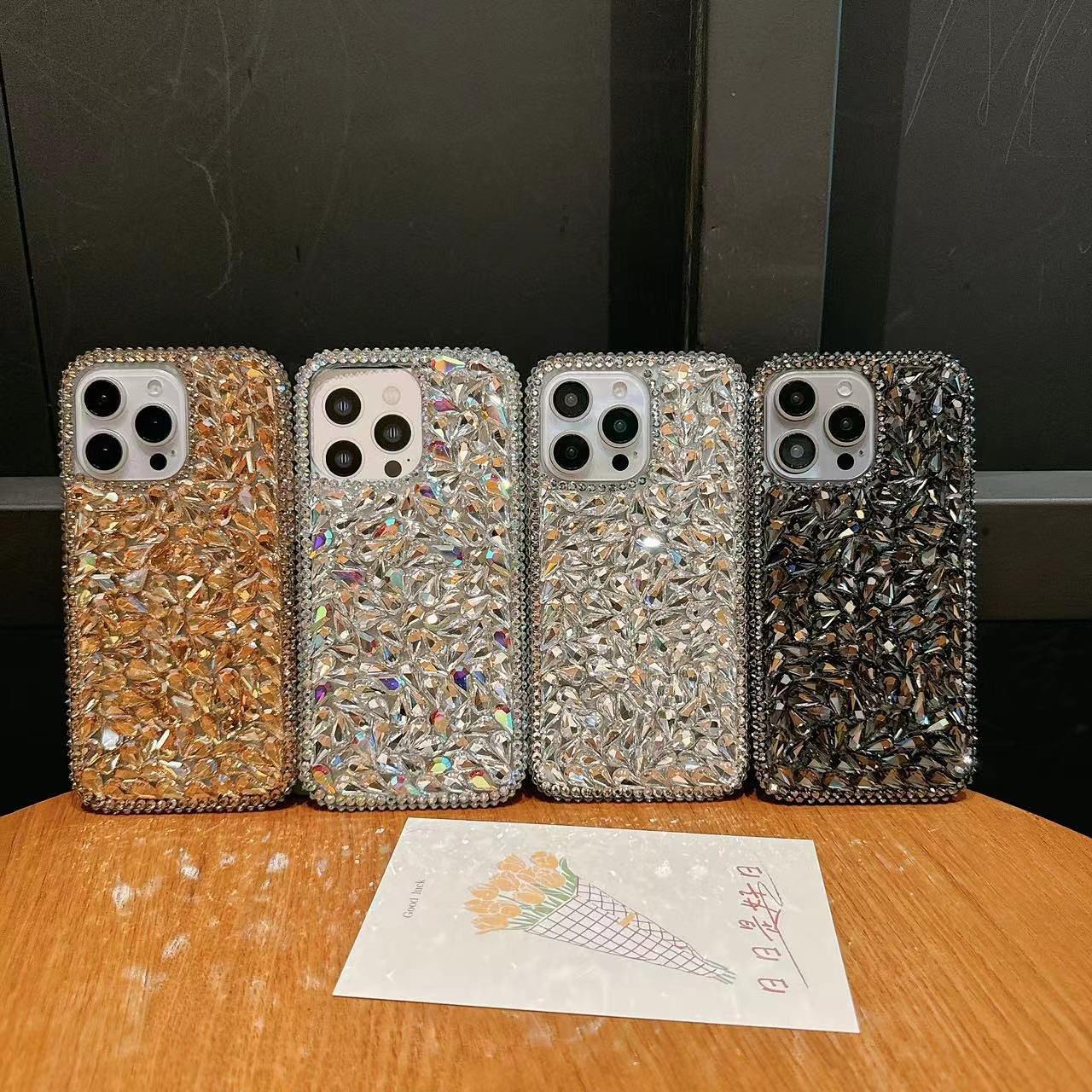 Full Orijinal Taşlı Exclusive Silikon Kenarlı Telefon Kılıfı Füme Renkli
